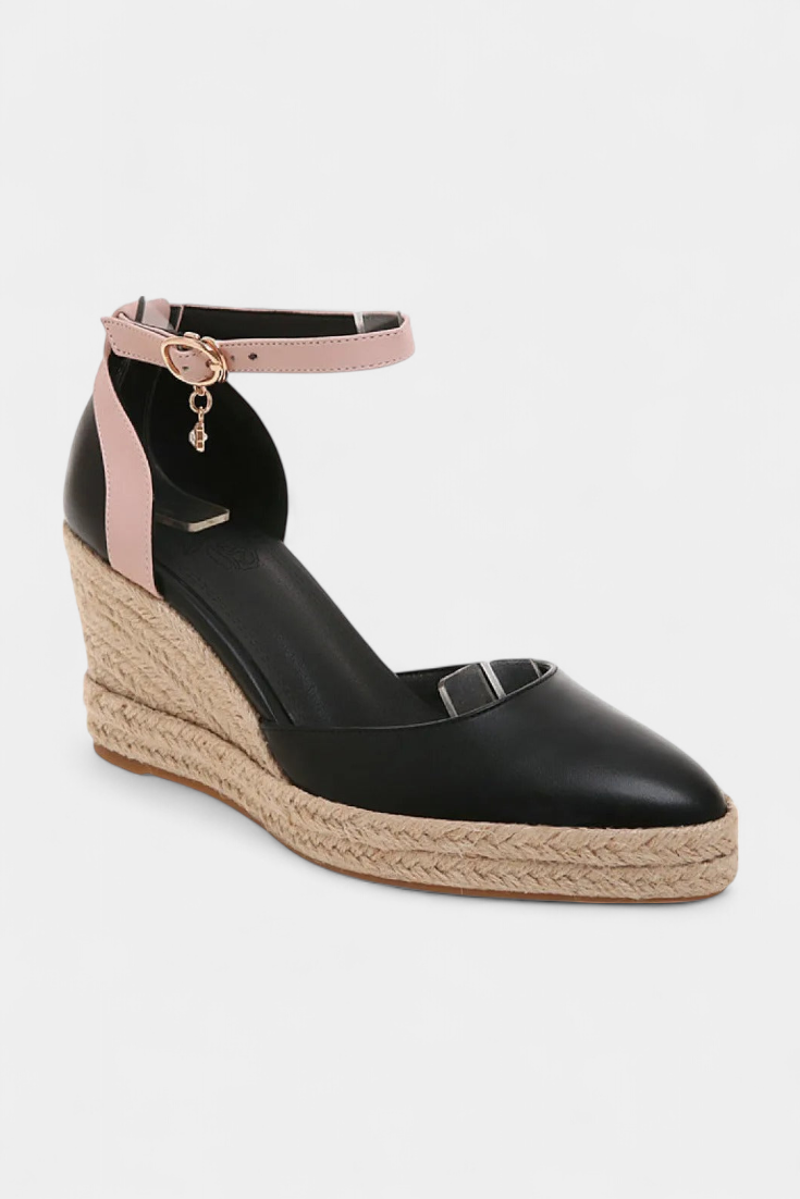 Dominga Sandalias de Cuña Estilo Espadrille con Tiras de Yute al Tobillo