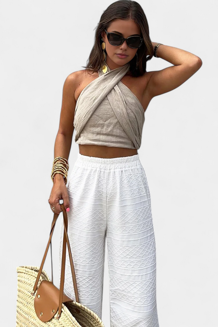 Lena Top Cruzado Sin Espalda con Nudo y Estilo Halter