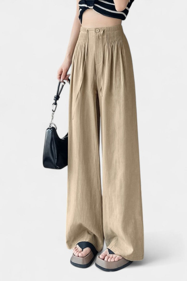 Ilyana Pantalones de Cintura Alta y Pierna Ancha