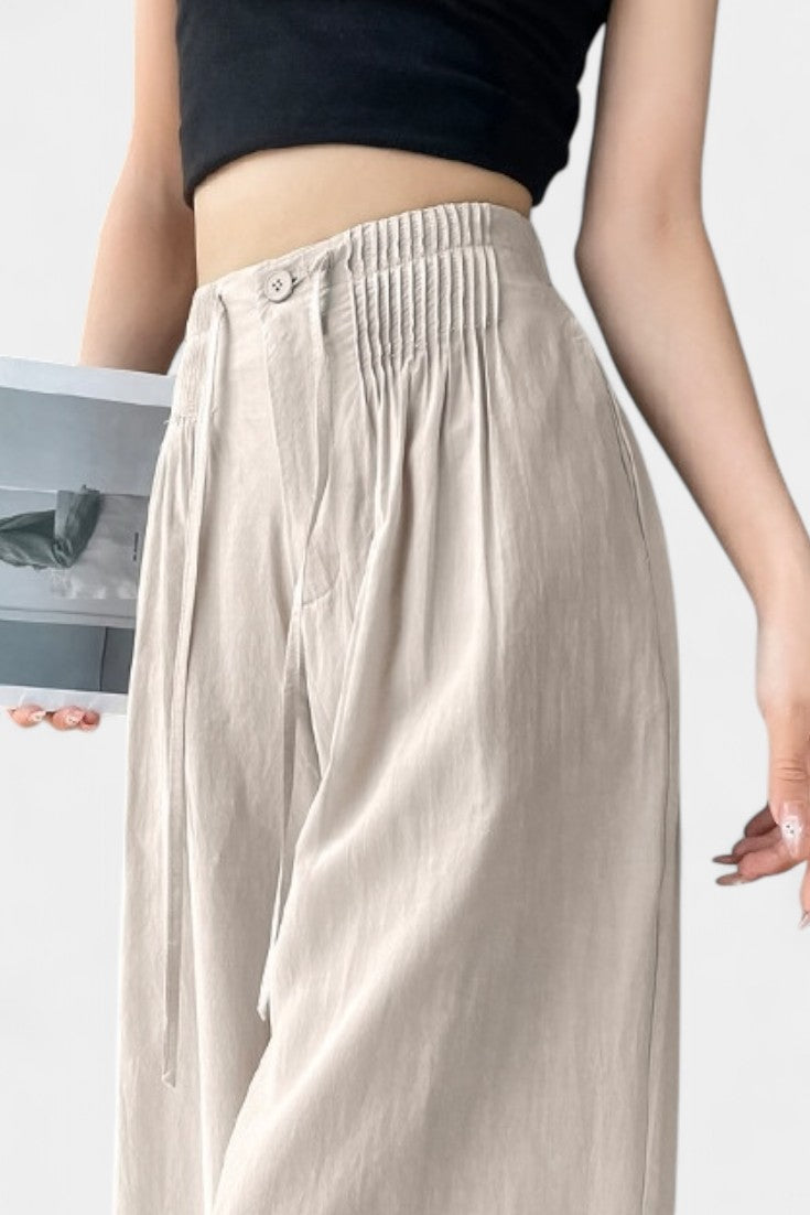 Ilyana Pantalones de Cintura Alta y Pierna Ancha