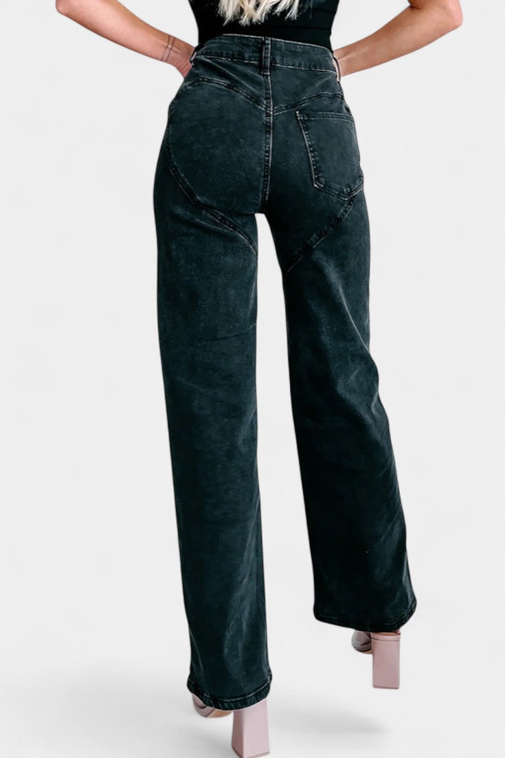 Evian Jeans Ripped Straight-Leg con Rhinestones