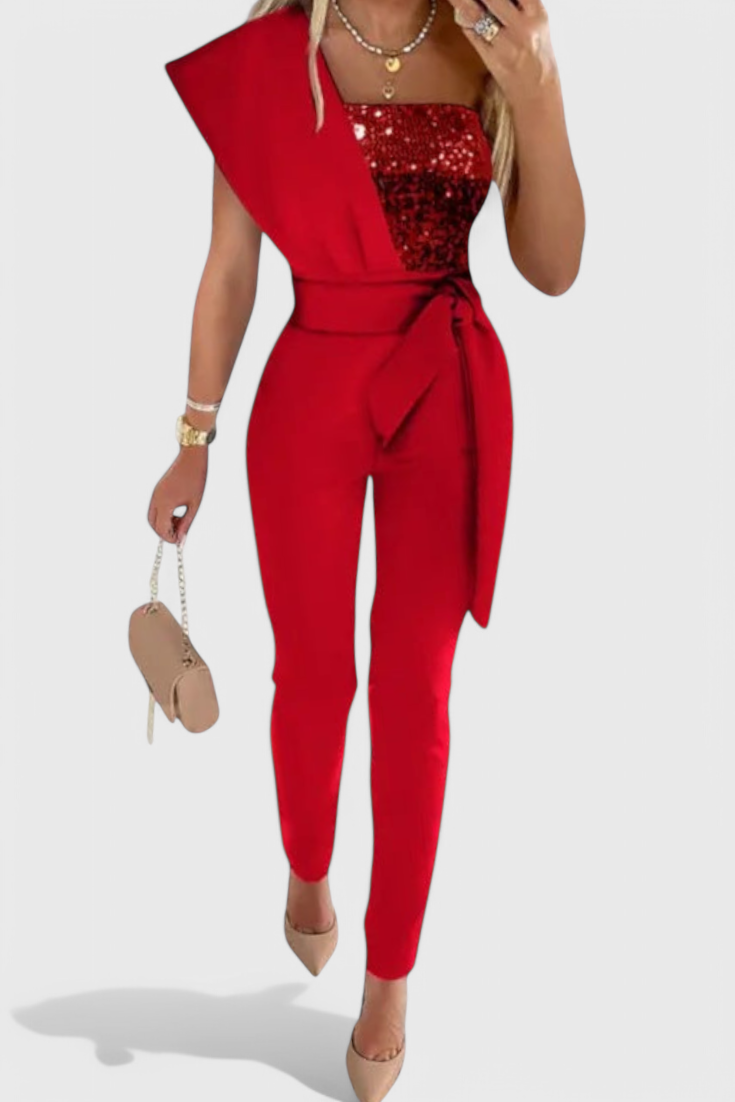 Layla Mono de Lentejuelas de Un Solo Hombro