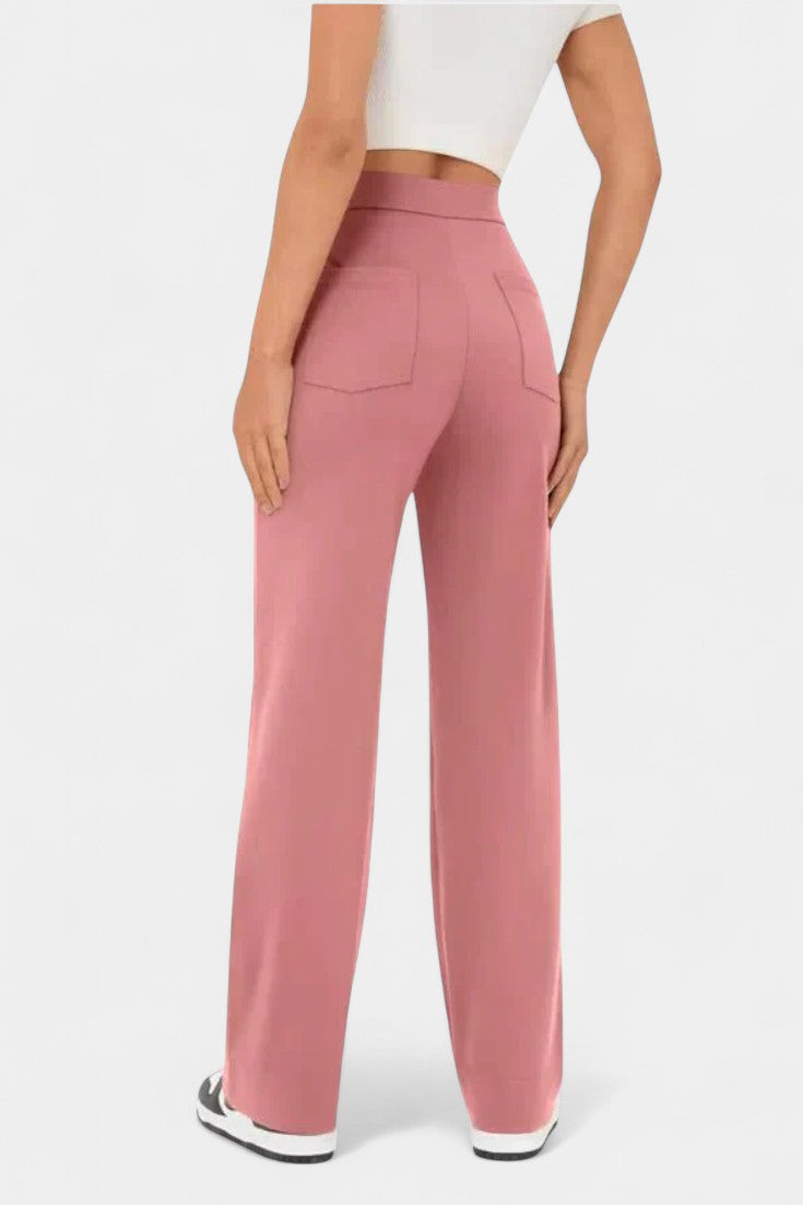 Nova Pantalones Rectos de Cintura Alta y Elasticidad