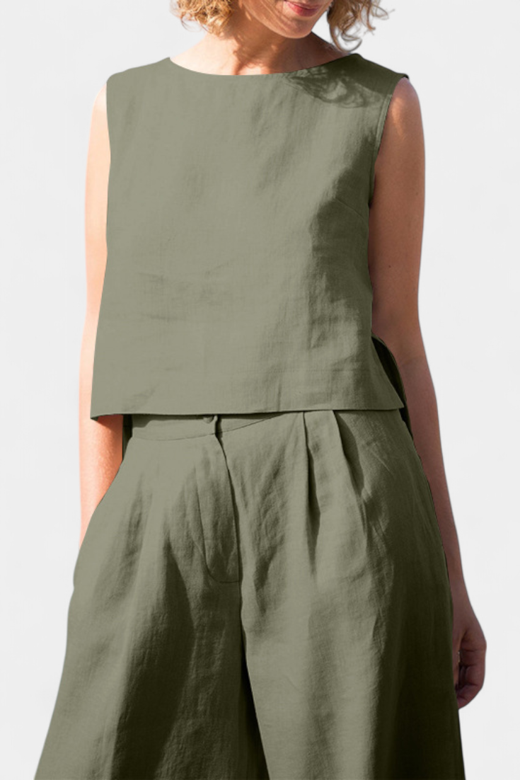 Yvanne Conjunto Vintage Sin Mangas de Verano