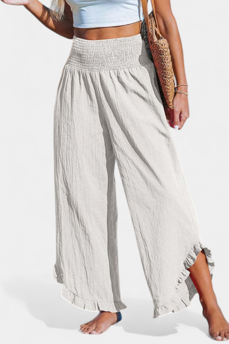 Justina Pantalón Palazzo con Volantes y Talle Alto