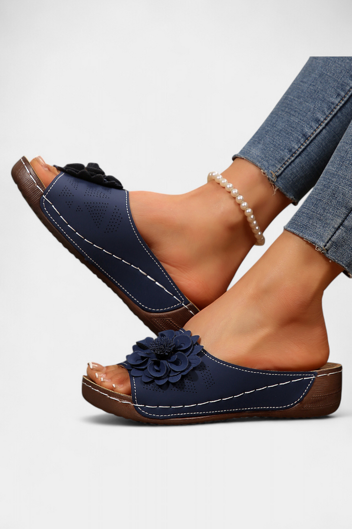 Rica Sandalias Ortopédicas con Flor 3D y Suela Acolchada