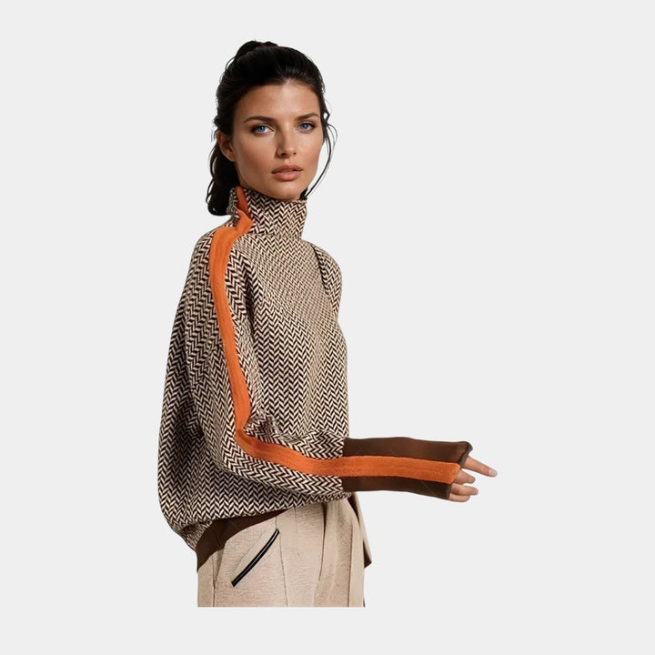 Inés | Jersey de cuello alto con rayas en contraste