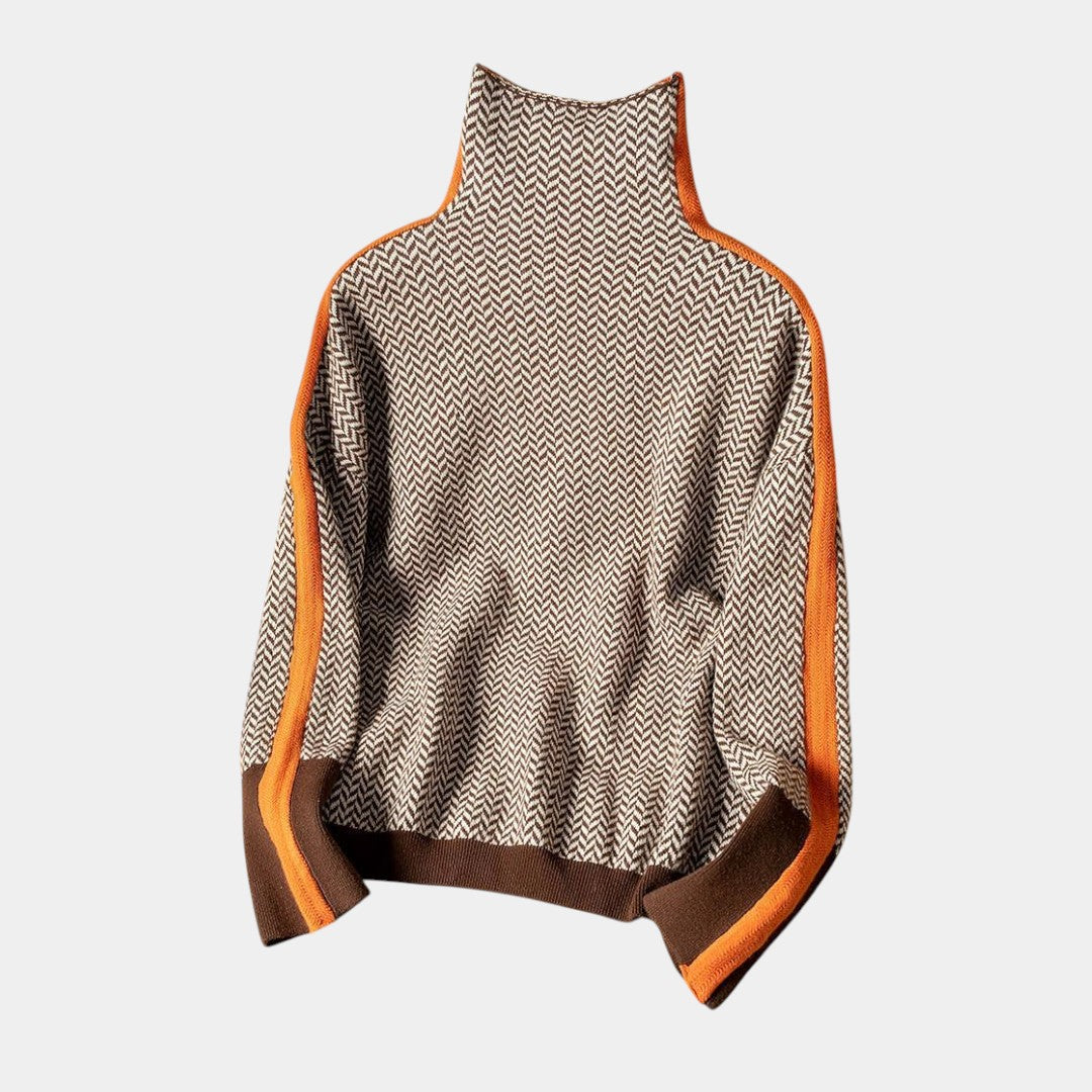 Inés | Jersey de cuello alto con rayas en contraste