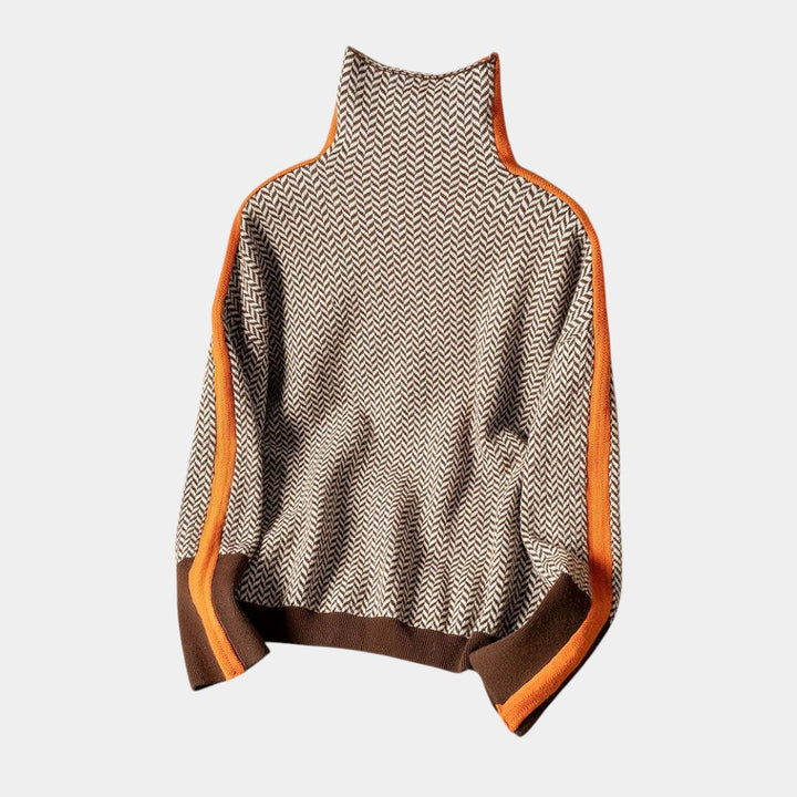 Inés | Jersey de cuello alto con rayas en contraste