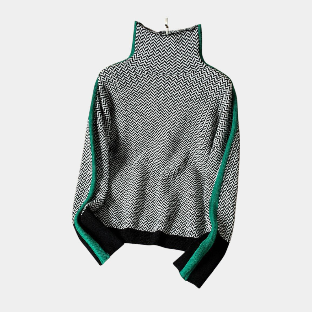 Inés | Jersey de cuello alto con rayas en contraste