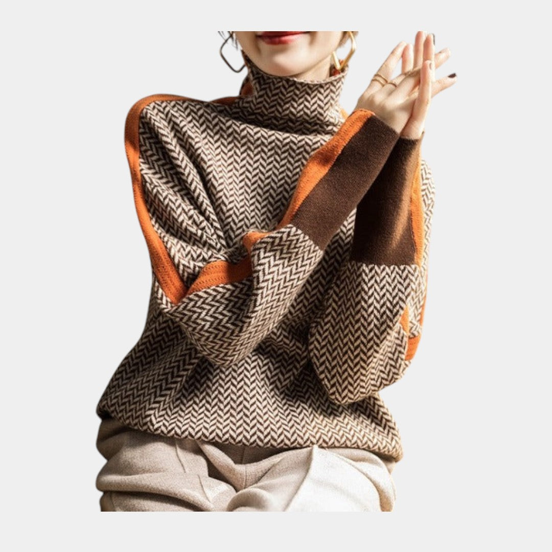 Inés | Jersey de cuello alto con rayas en contraste