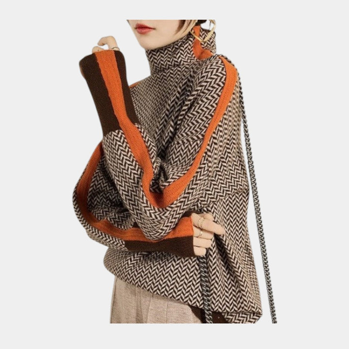 Inés | Jersey de cuello alto con rayas en contraste