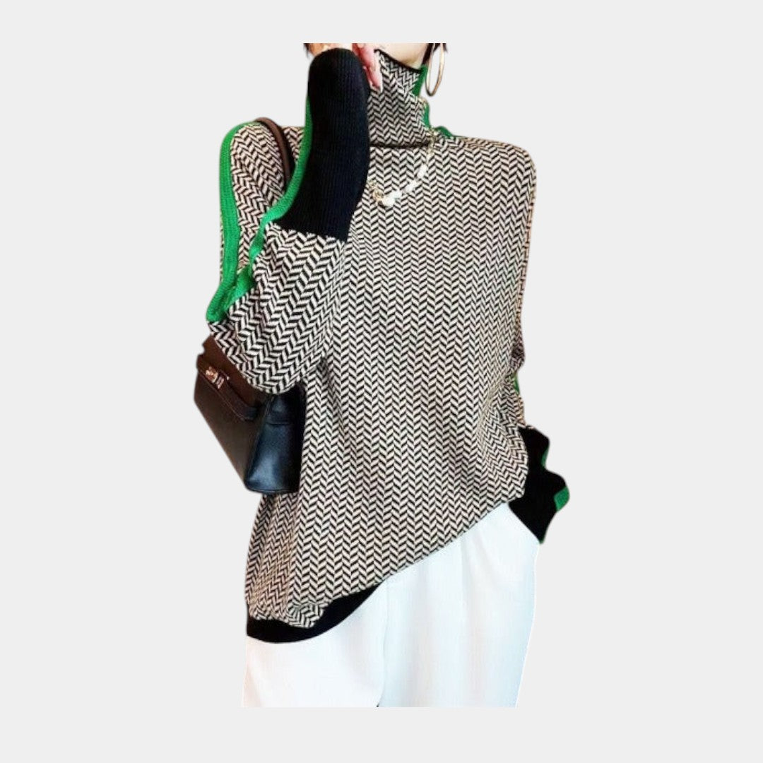 Inés | Jersey de cuello alto con rayas en contraste