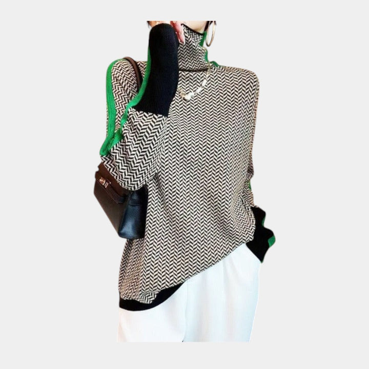 Inés | Jersey de cuello alto con rayas en contraste